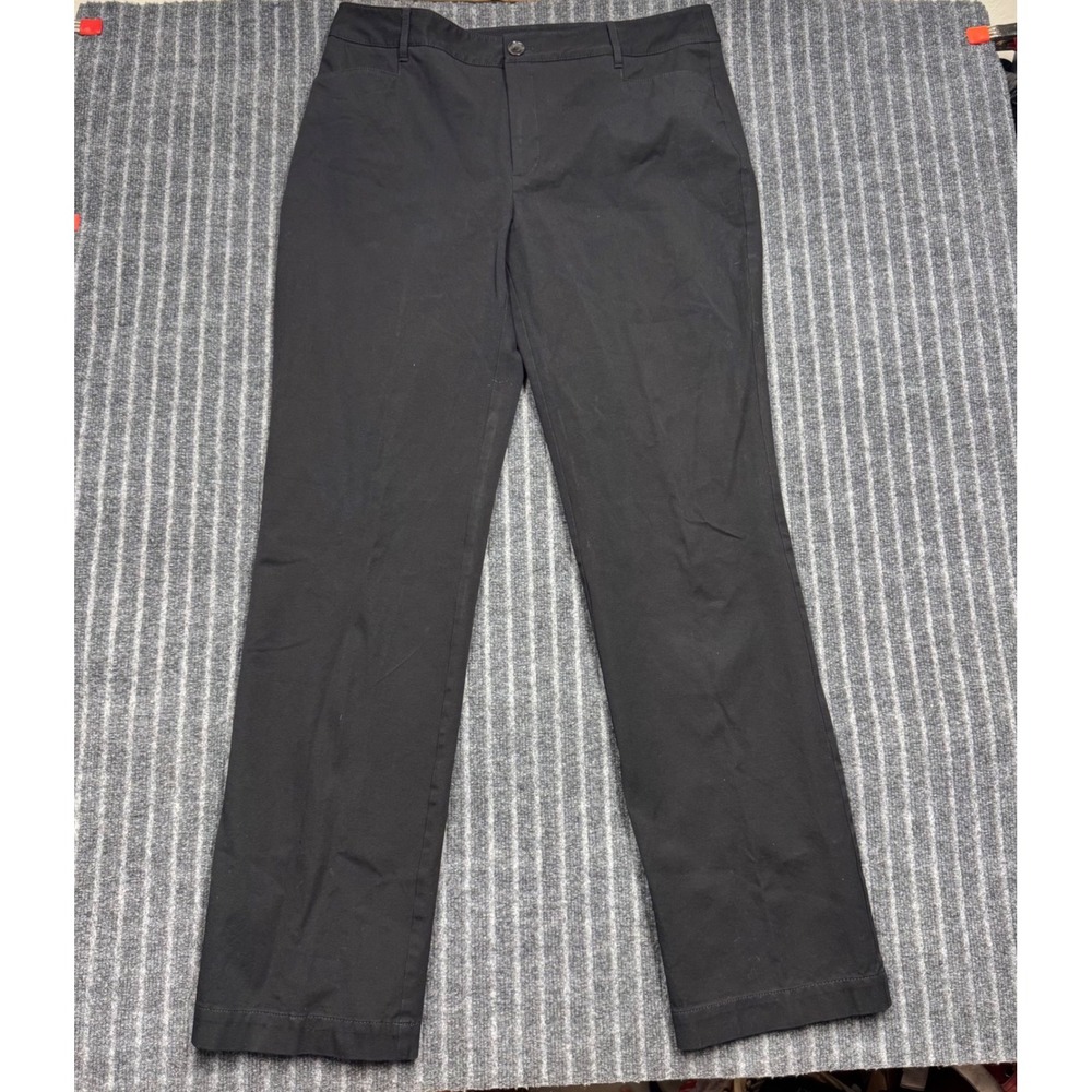 Eddie Bauer Womens Curvy Fit Straight Leg Pants Size 16 Black Stretch Cotton